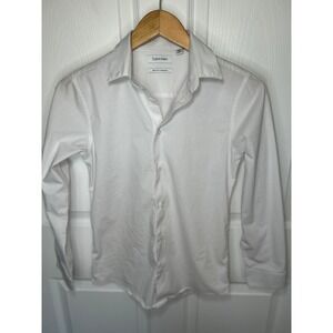 Calvin‎ Klein Boys Size 16 White Slim Fit Stretch Long Sleeve Dress Shirt